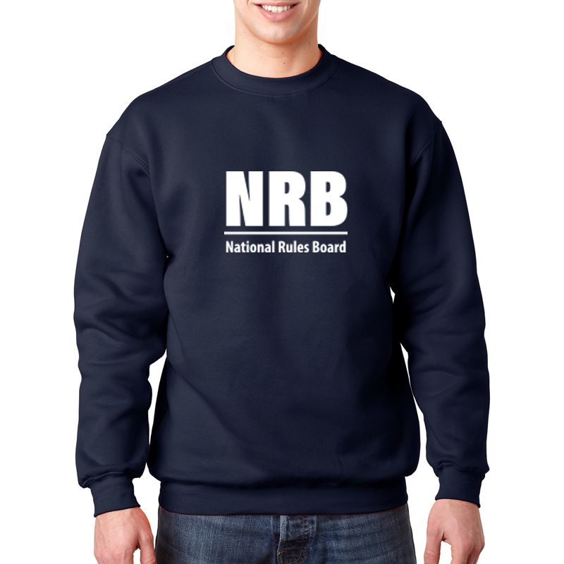 navy blue crewneck sweatshirt with custom logo